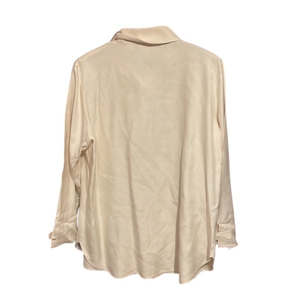 Soft Surroundings White Silk Button Down Front‎ Long Sleeve Woman’s Top - Picture 5 of 8